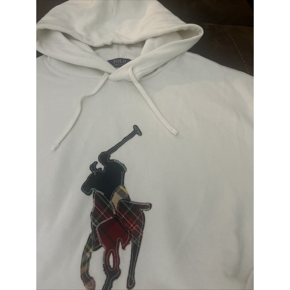 Polo Ralph Lauren  Hoodie Mens 4XB Big Pony Plaid Patchwork White  NWOT